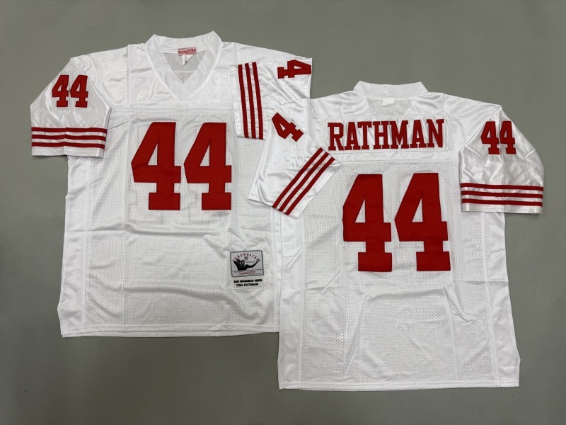 Men 2025 San Francisco 49ers #44 Rathman white Throwback Limited NFL Jersey style 001->san francisco 49ers->NFL Jersey
